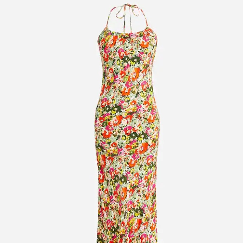 NWT J.Crew Halter-neck dress in Painterly Floral (Size 4)